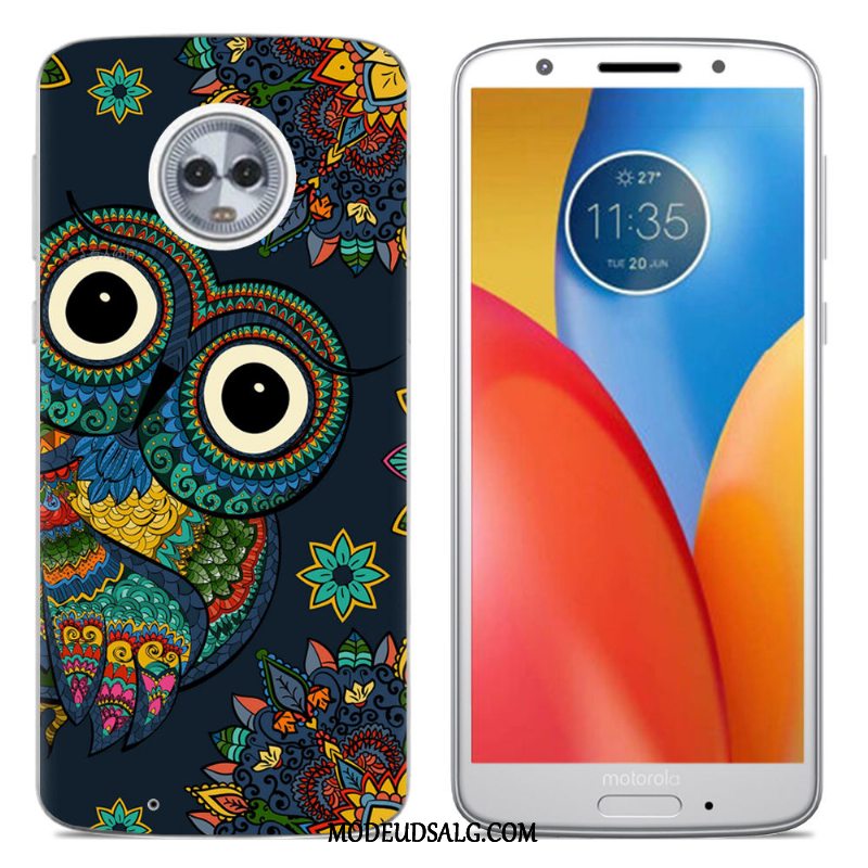 Moto G6 Etui Hvid Blød Cover Blomster Cartoon