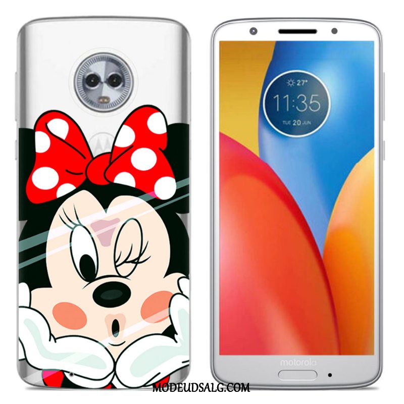 Moto G6 Etui Hvid Blød Cover Blomster Cartoon