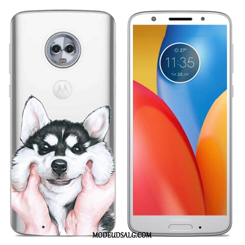 Moto G6 Etui Hvid Blød Cover Blomster Cartoon