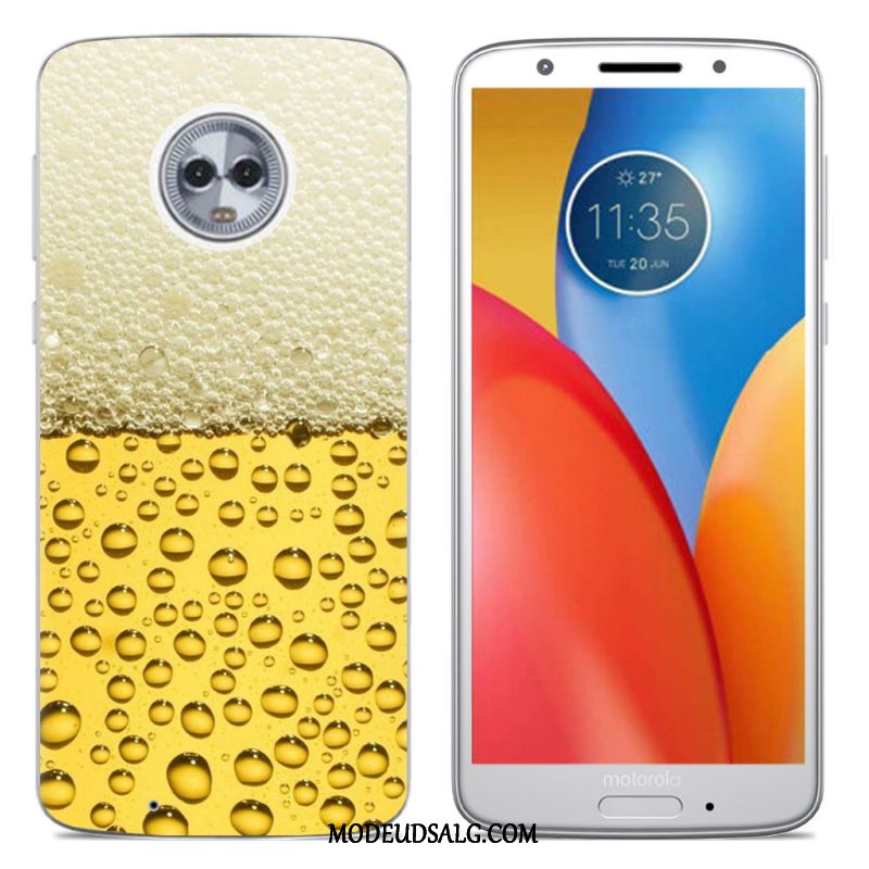 Moto G6 Etui Hvid Blød Cover Blomster Cartoon