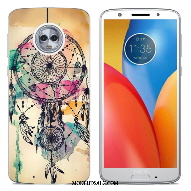 Moto G6 Etui Hvid Blød Cover Blomster Cartoon