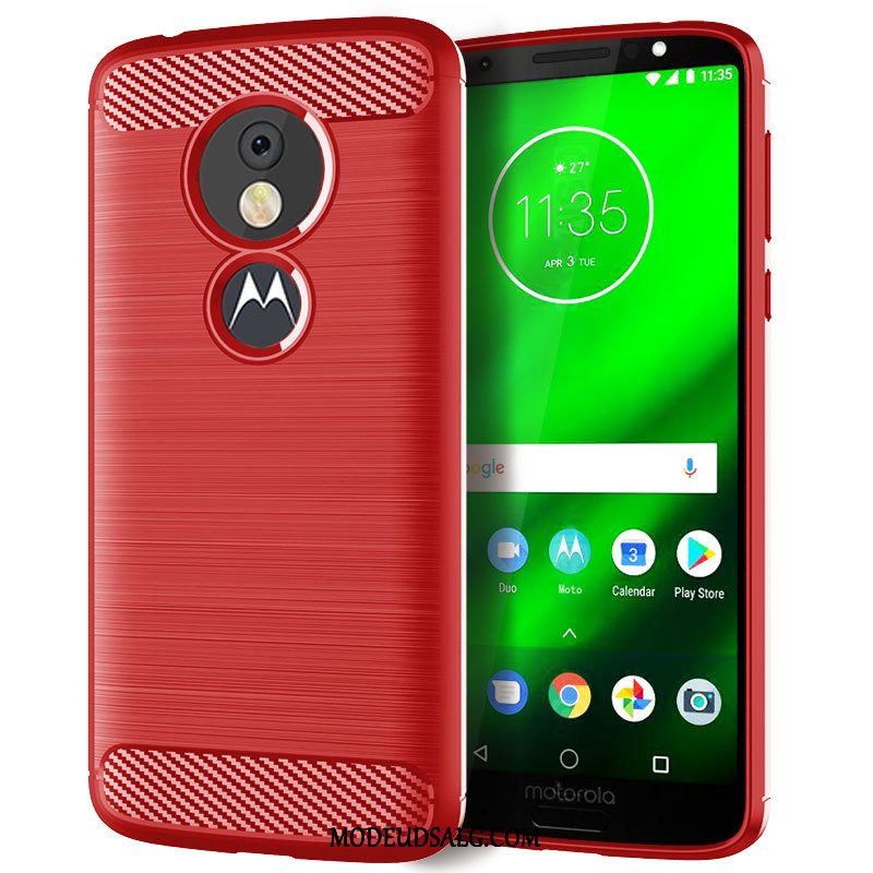 Moto G6 Play Etui Rød Silikone Cover Anti-fald Beskyttelse