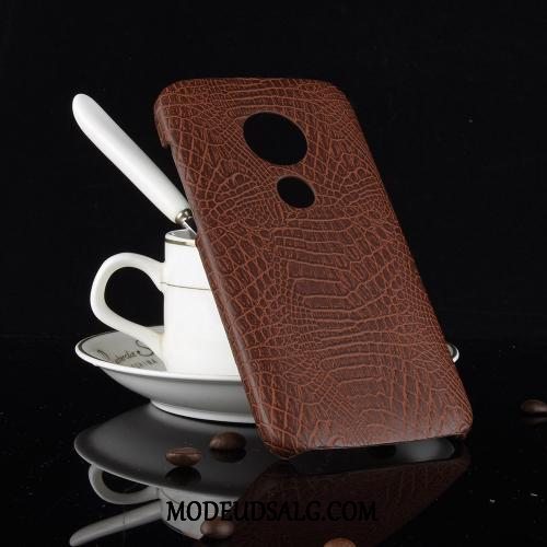 Moto G6 Play Etui Vintage Trend Sort Læder Cover