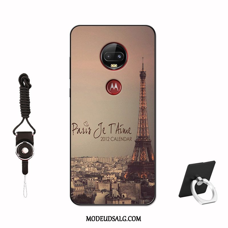 Moto G7 Etui / Cover Sort Simple Anti-fald Alt Inklusive Tilpas