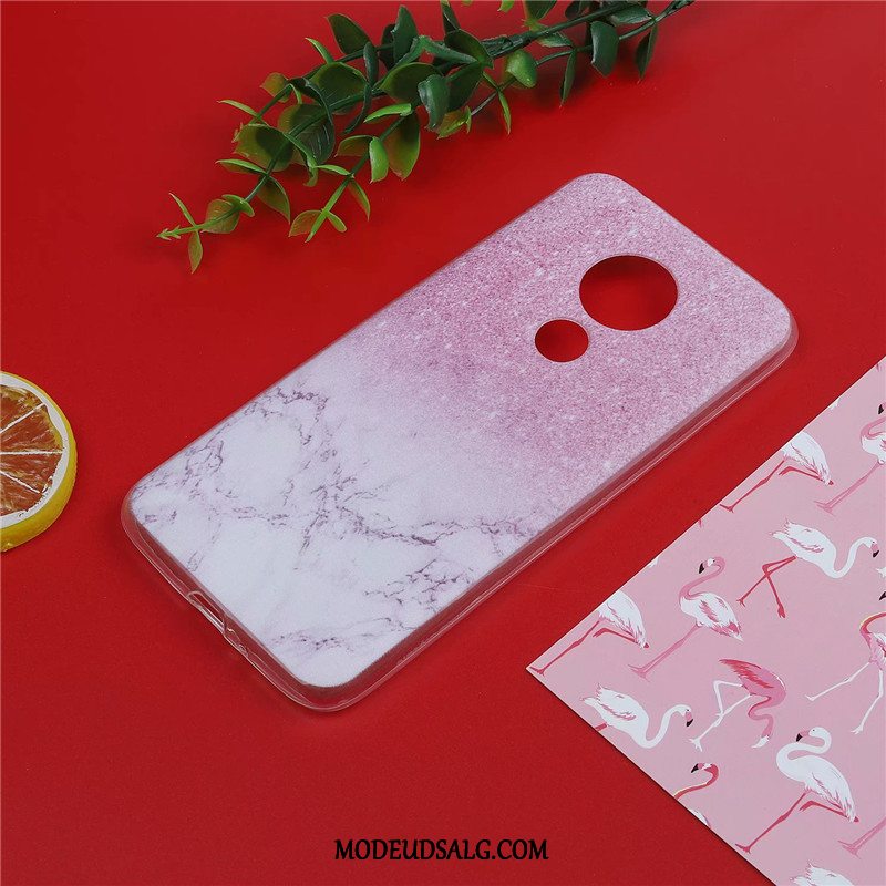 Moto G7 Etui Lyserød Cartoon Anti-fald Sommerfugle Blød