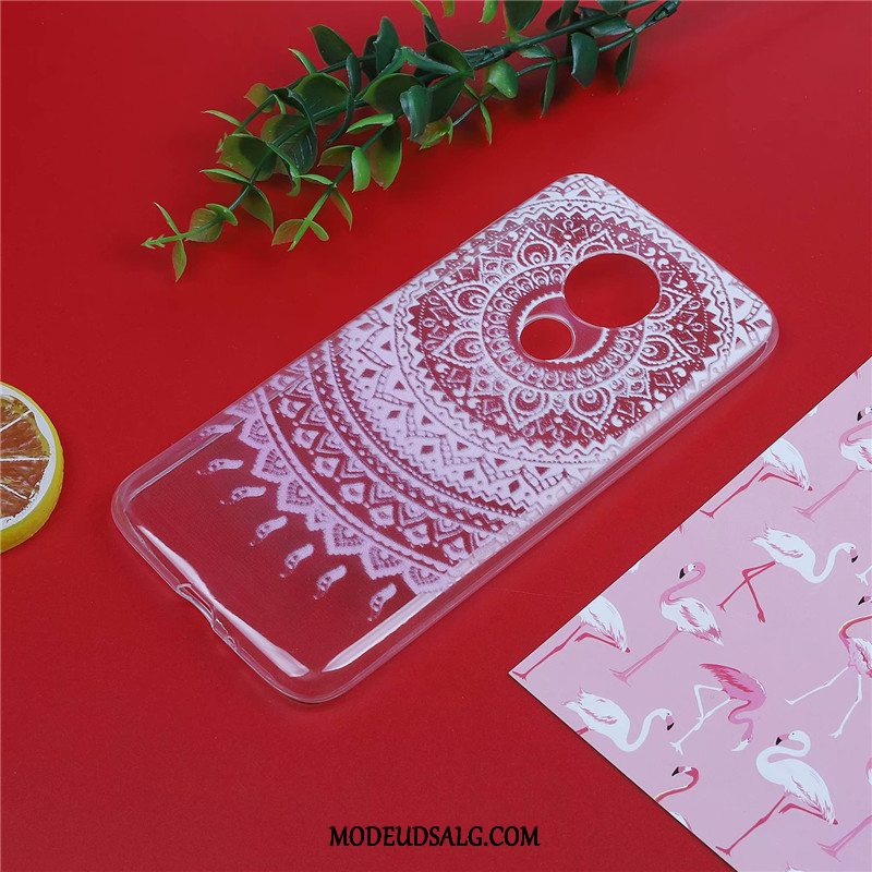 Moto G7 Etui Lyserød Cartoon Anti-fald Sommerfugle Blød