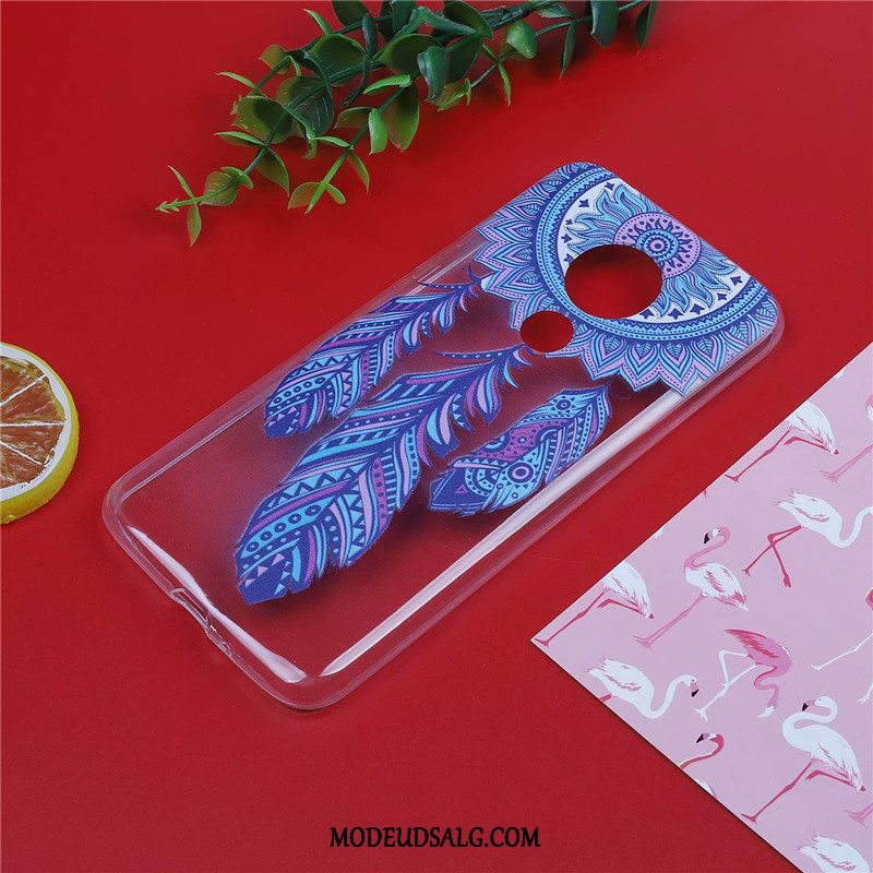 Moto G7 Etui Lyserød Cartoon Anti-fald Sommerfugle Blød