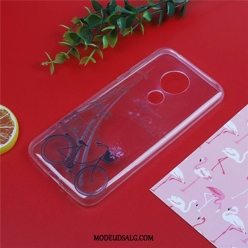 Moto G7 Etui Lyserød Cartoon Anti-fald Sommerfugle Blød