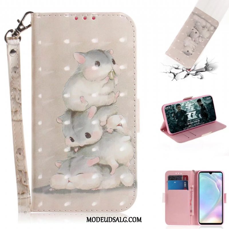 Moto G7 Etui Tegnebog Lyserød Folio Fold Cartoon