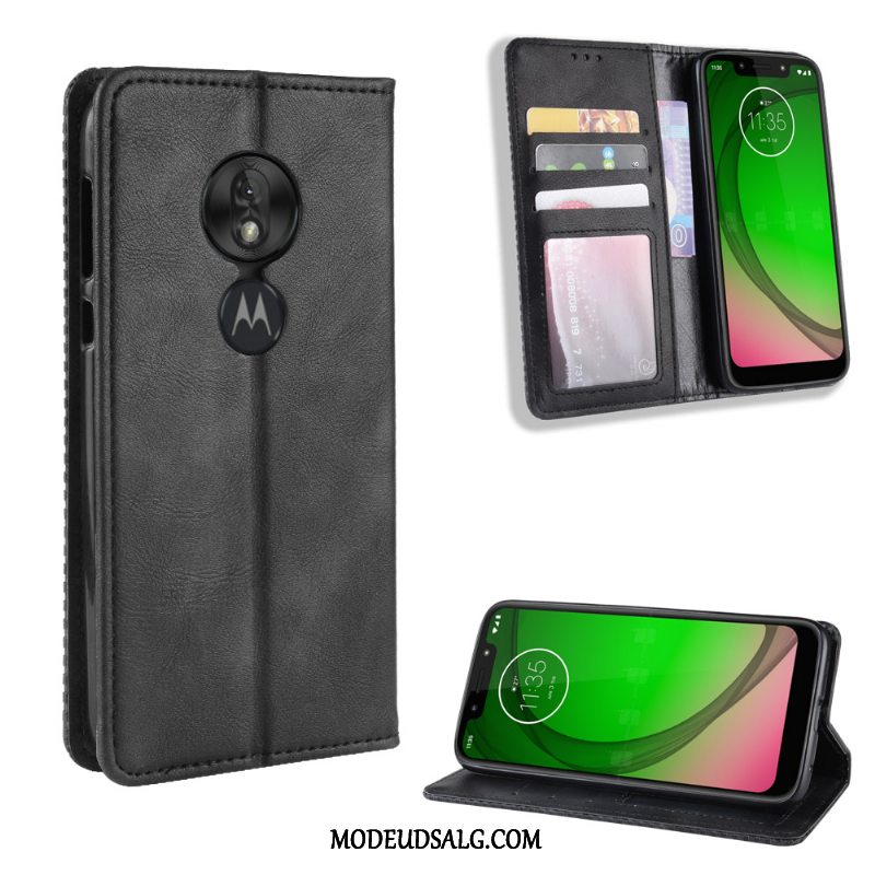 Moto G7 Play Etui Anti-fald Beskyttelse Mønster Sort Vintage