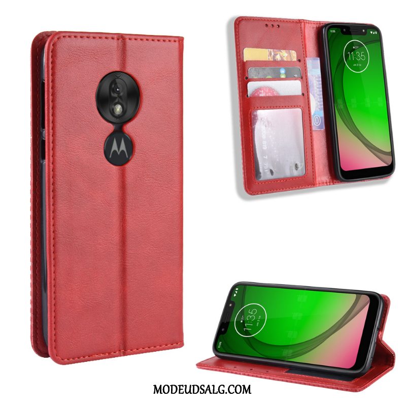 Moto G7 Play Etui Anti-fald Beskyttelse Mønster Sort Vintage