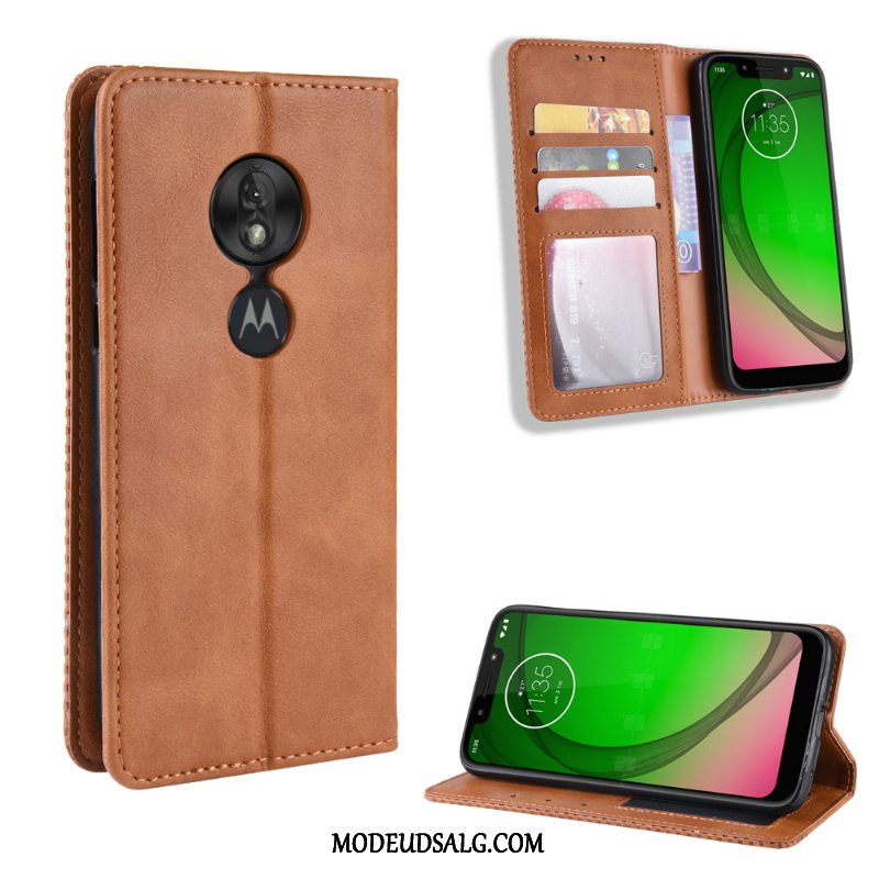 Moto G7 Play Etui Anti-fald Beskyttelse Mønster Sort Vintage