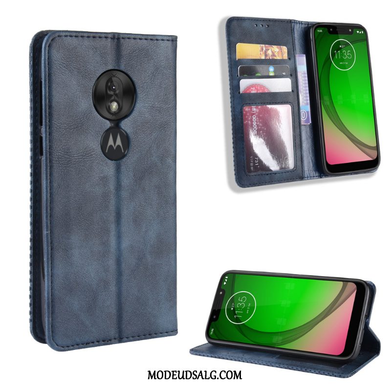 Moto G7 Play Etui Anti-fald Beskyttelse Mønster Sort Vintage