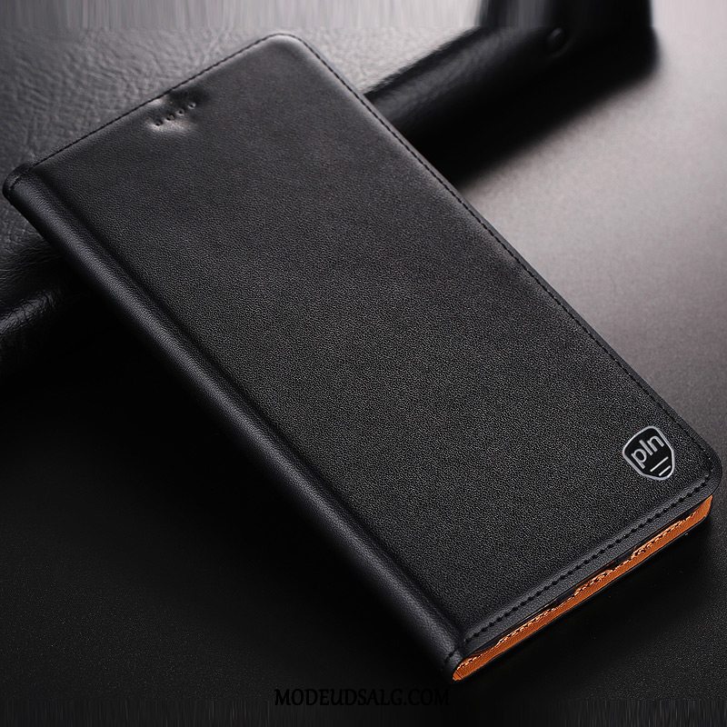 Moto G7 Play Etui / Cover Lædertaske Sort Mønster Anti-fald