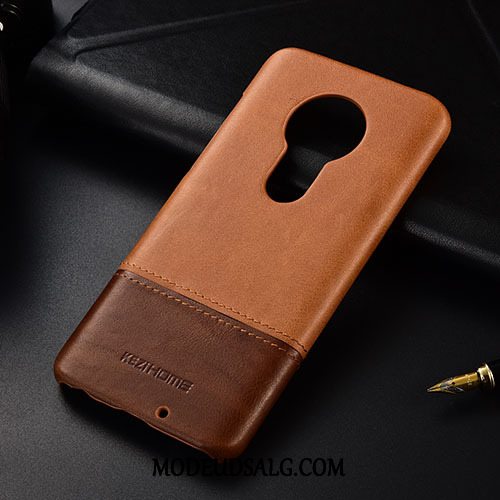 Moto G7 Play Etui / Cover Ægte Læder Blandede Farver Sort Beskyttelse