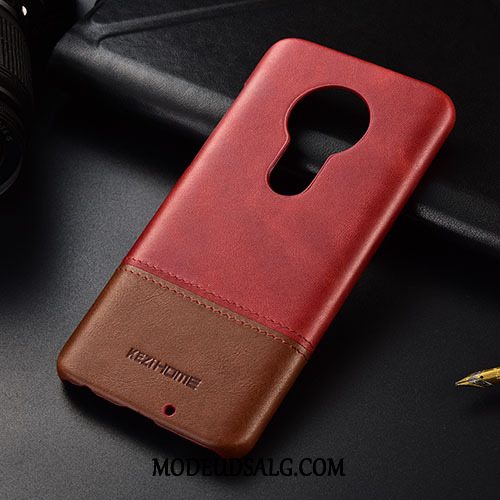 Moto G7 Play Etui / Cover Ægte Læder Blandede Farver Sort Beskyttelse