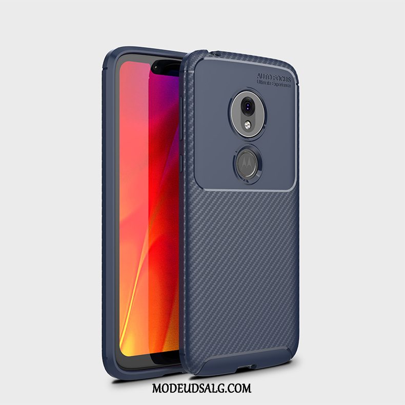 Moto G7 Play Etui Fiber Cover Sort Blød Silikone