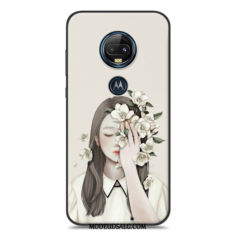 Moto G7 Plus Etui / Cover Lille Sektion Silikone Kunst Frisk Hvid