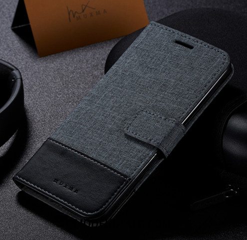 Moto G7 Plus Etui Lædertaske Grå Silikone Anti-fald Cover