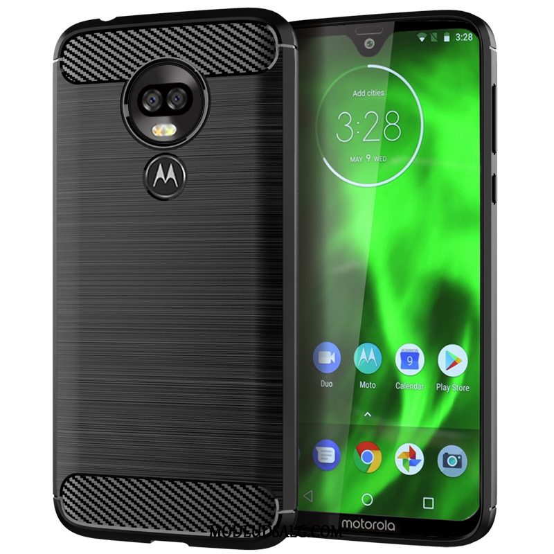 Moto G7 Plus Etui Rød Mønster Cover Silke Blød