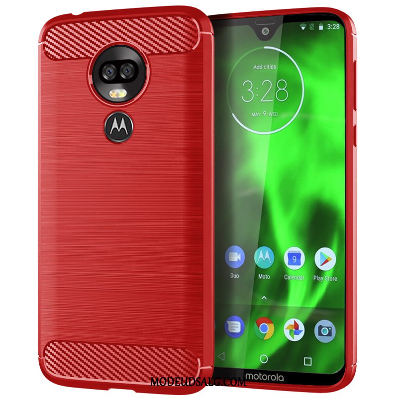 Moto G7 Plus Etui Rød Mønster Cover Silke Blød