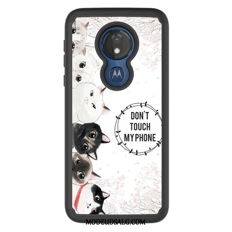 Moto G7 Power Etui Beskyttelse Klud Cartoon Malet Sort