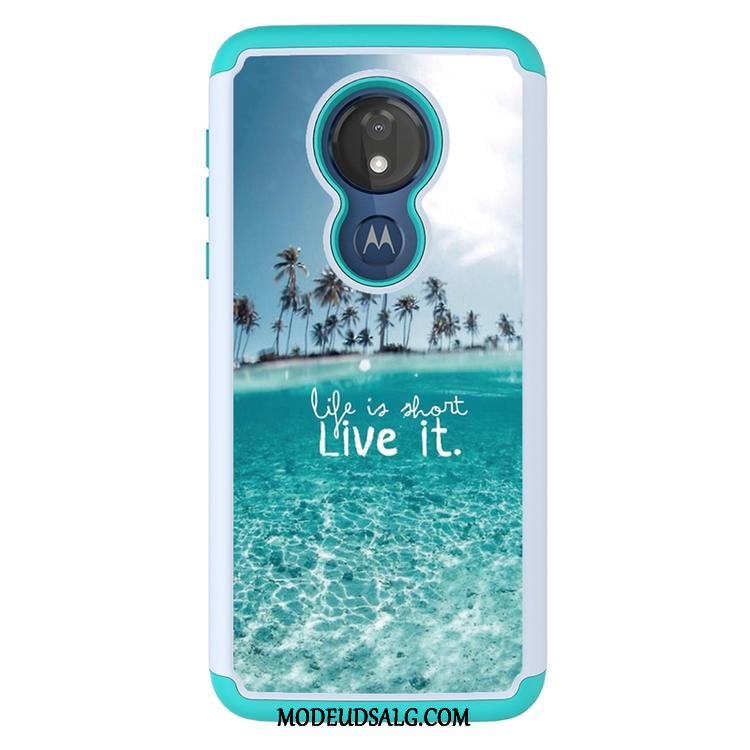 Moto G7 Power Etui Beskyttelse Klud Cartoon Malet Sort