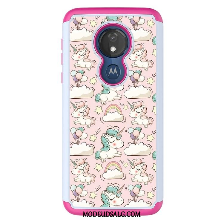 Moto G7 Power Etui Beskyttelse Klud Cartoon Malet Sort