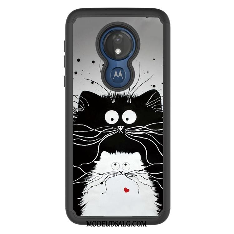 Moto G7 Power Etui Beskyttelse Klud Cartoon Malet Sort