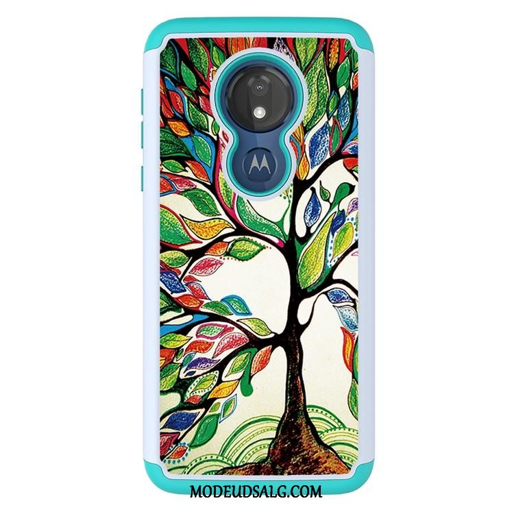 Moto G7 Power Etui Beskyttelse Klud Cartoon Malet Sort