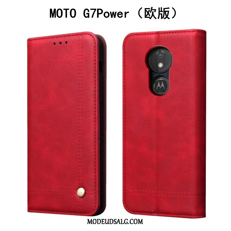 Moto G7 Power Etui Folio Sort Cover Lædertaske Beskyttelse