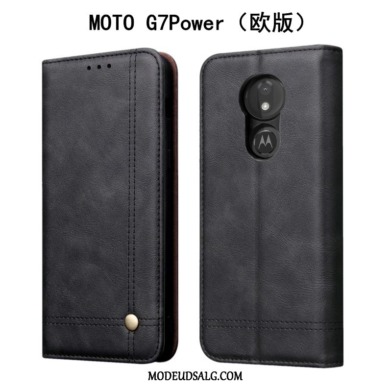 Moto G7 Power Etui Folio Sort Cover Lædertaske Beskyttelse