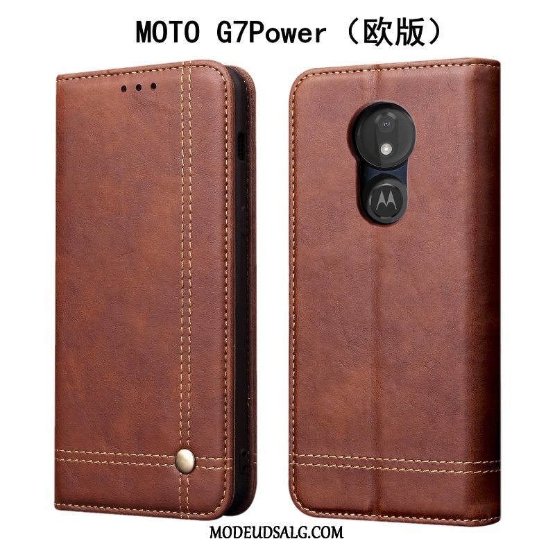 Moto G7 Power Etui Folio Sort Cover Lædertaske Beskyttelse