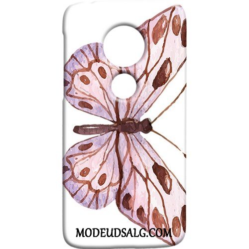 Moto G7 Power Etui Frisk Cover Lilla Nubuck Kunst