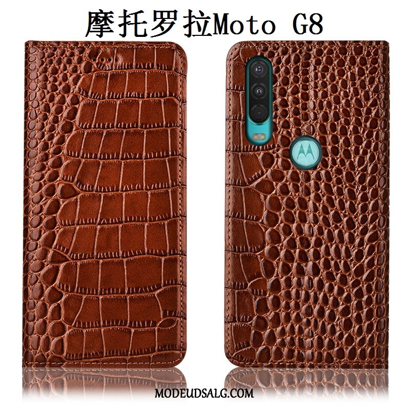 Moto G8 Etui / Cover Rød Alt Inklusive Ægte Læder Beskyttelse