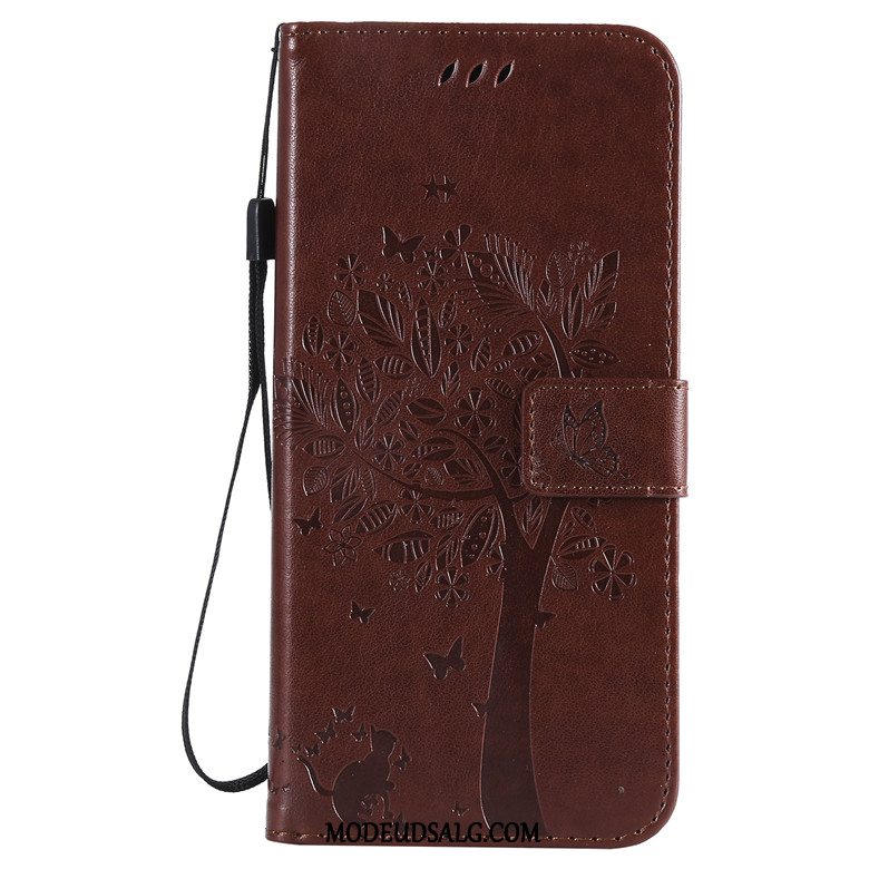 Moto G8 Etui / Cover Tree Rød Alt Inklusive Lædertaske Beskyttelse