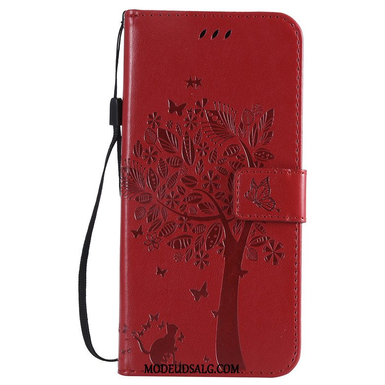 Moto G8 Etui / Cover Tree Rød Alt Inklusive Lædertaske Beskyttelse