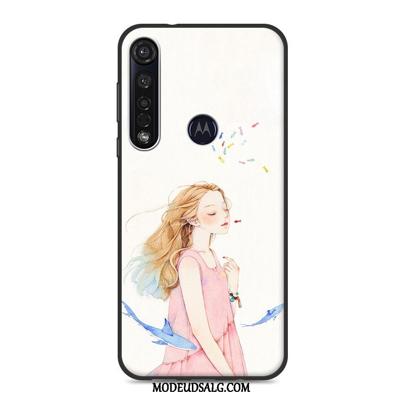 Moto G8 Plus Etui Anti-fald Hvid Cover Af Personlighed Silikone