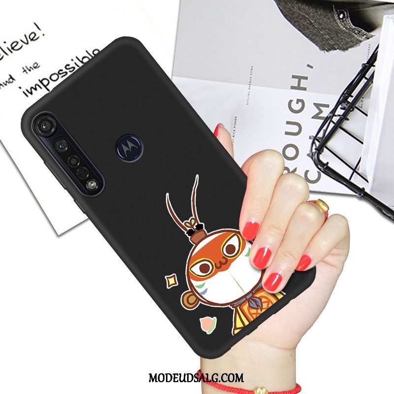 Moto G8 Plus Etui / Cover Beskyttelse Cartoon Blød Sort