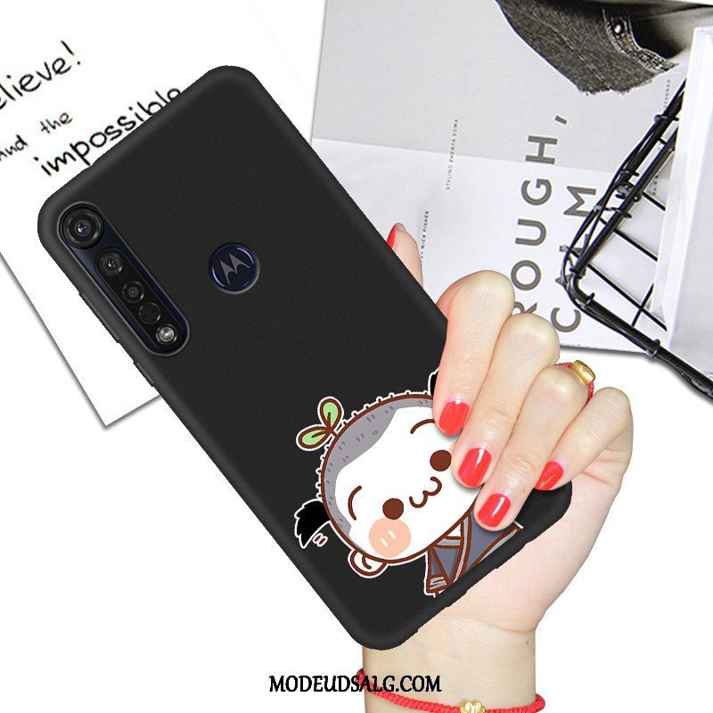 Moto G8 Plus Etui / Cover Beskyttelse Cartoon Blød Sort