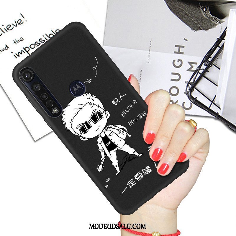 Moto G8 Plus Etui / Cover Beskyttelse Cartoon Blød Sort