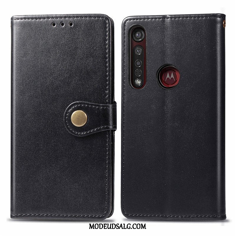 Moto G8 Plus Etui / Cover Solid Farve Lædertaske Hængende Ornamenter Simple