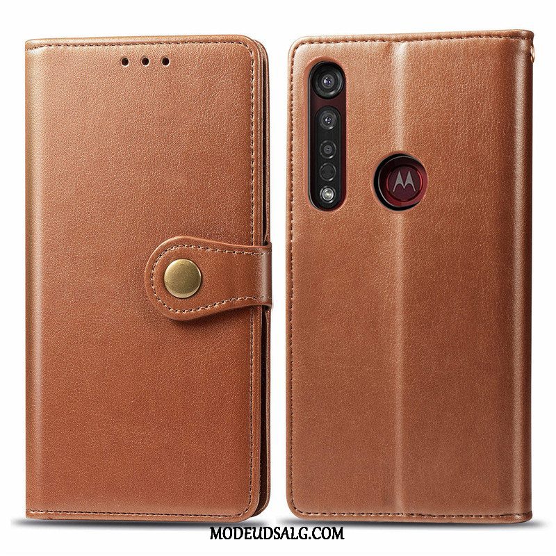 Moto G8 Plus Etui / Cover Solid Farve Lædertaske Hængende Ornamenter Simple