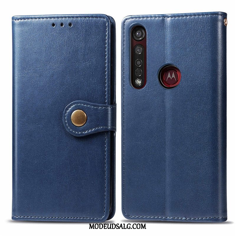 Moto G8 Plus Etui / Cover Solid Farve Lædertaske Hængende Ornamenter Simple