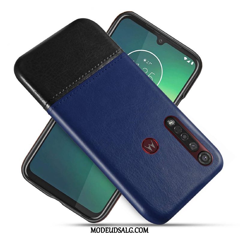 Moto G8 Plus Etui Lædertaske Bicolored Kreativ Sort Beskyttelse