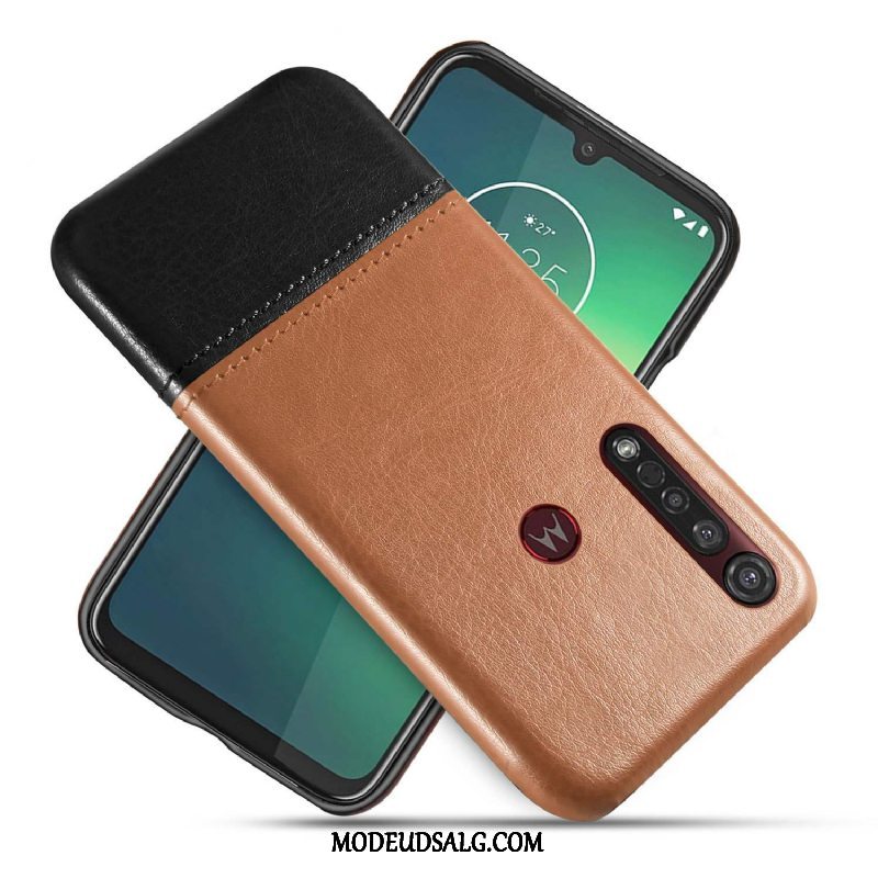 Moto G8 Plus Etui Lædertaske Bicolored Kreativ Sort Beskyttelse