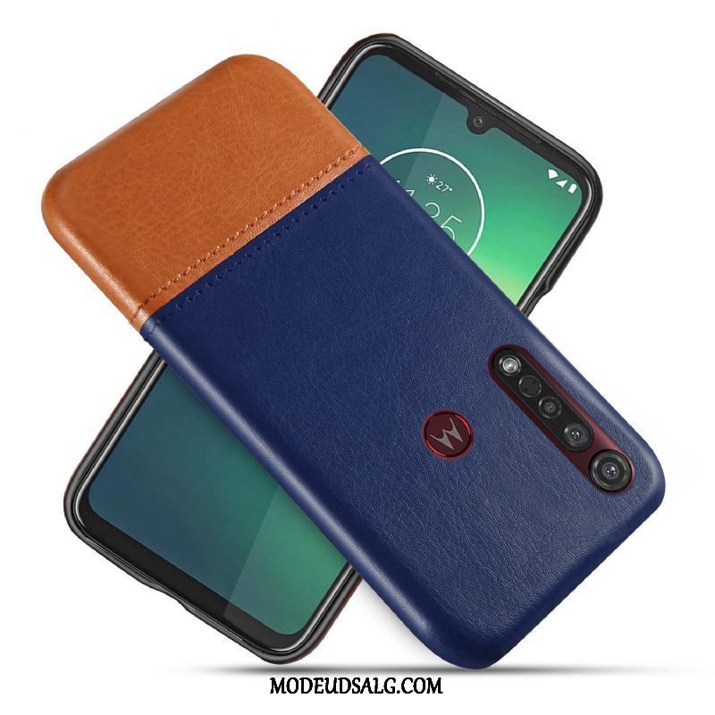 Moto G8 Plus Etui Lædertaske Bicolored Kreativ Sort Beskyttelse