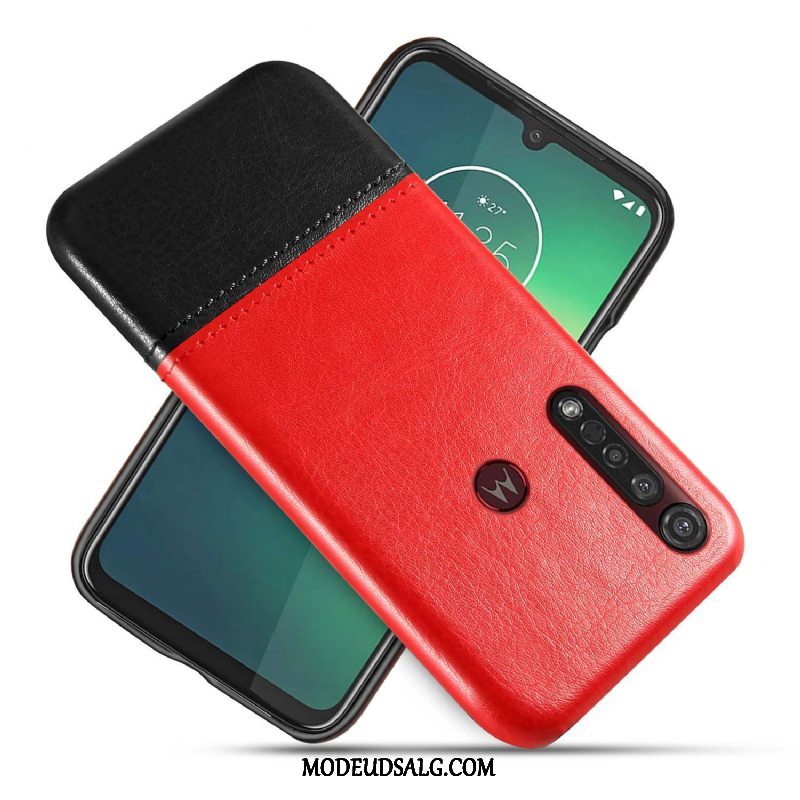 Moto G8 Plus Etui Lædertaske Bicolored Kreativ Sort Beskyttelse