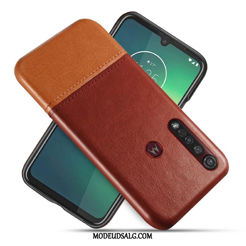 Moto G8 Plus Etui Lædertaske Bicolored Kreativ Sort Beskyttelse