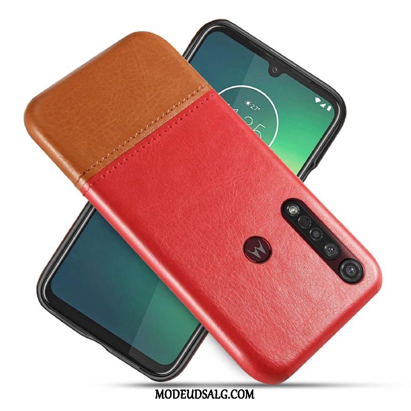 Moto G8 Plus Etui Lædertaske Bicolored Kreativ Sort Beskyttelse